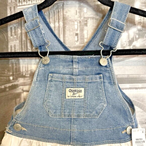NEW! OshKosh Girls‎ 2T Jumper Dress White Eyelet Skirt Overalls MSRP $40 - Picture 6 of 10